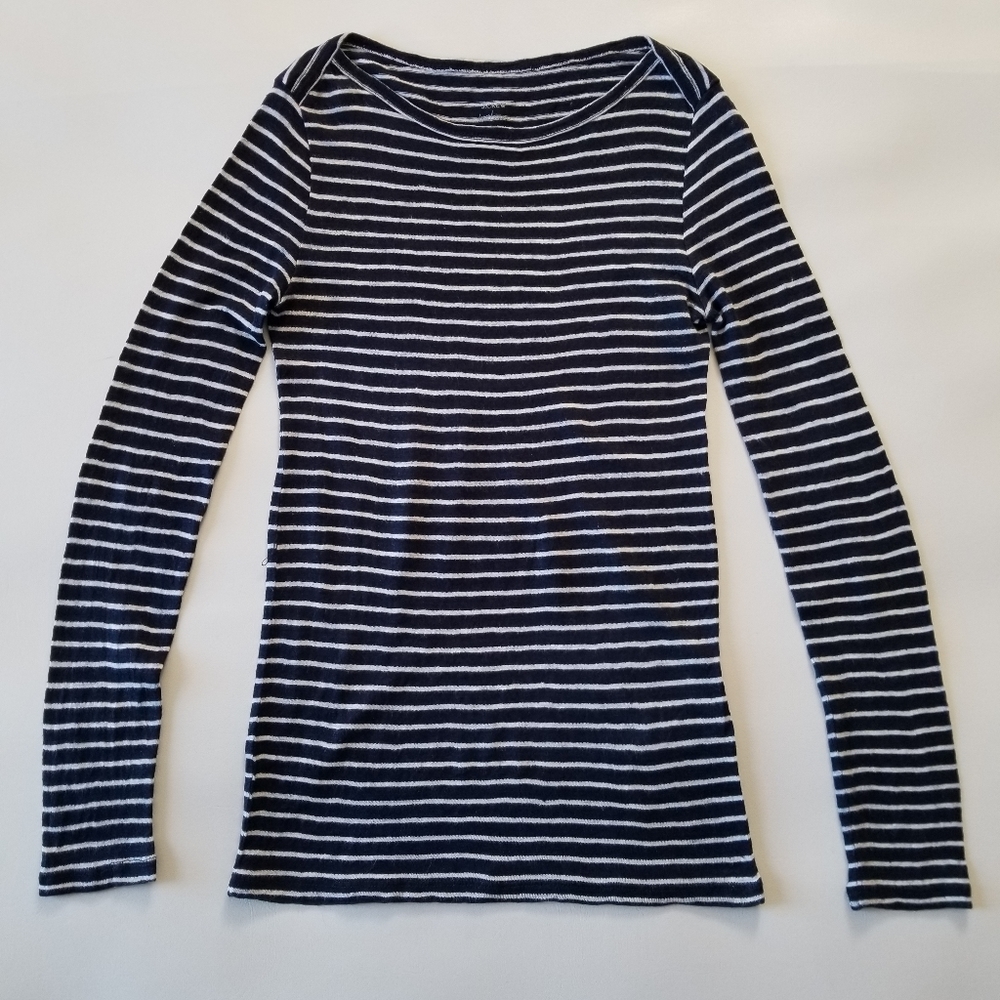 J.crew 100% Linen Stripe Longsleeve top